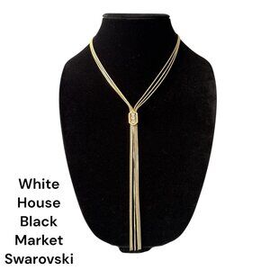 NWT White House Black Market Gold-Tone Swarovski Crystals Multi-Strand Necklace